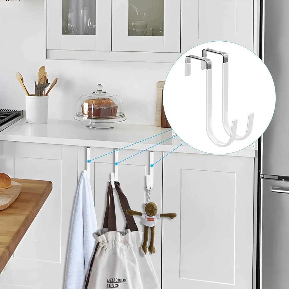 Set of‎ 4 FYY Over The Door White Hangers Hooks with Rubber Prevent Scratches He